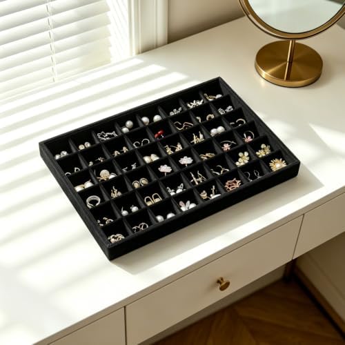 Large Velvet Jewelry Drawer Organizer Trays Set of 4, 48 Grids - Image 6