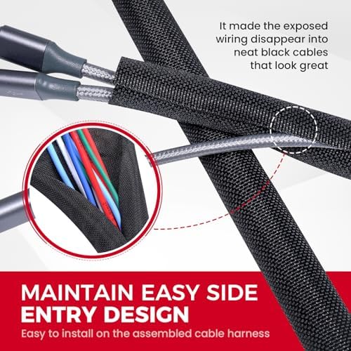 Braided-Wiring-Loom Black Mesh Woven Split-Sleeves 1/2''-28ft - Image 2