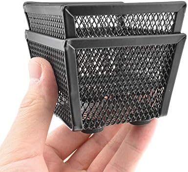 HAHIYO Stackable Paper Clip Mesh Holder cup 2.2" Height 2 Pack Black Sturdy PaperClip Holder Container for Desk Drawer Organizer Collection for Home Office School Soft Foam Feet No Sharp Edges by HAHIYO