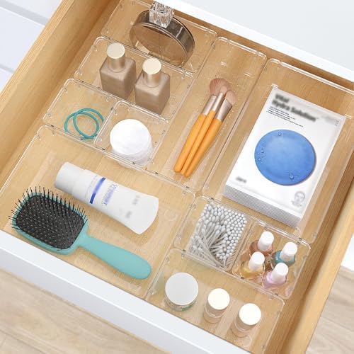 7 PCS Plastic Drawer Organizers Set, 4 Size Desk Drawer Organizer Trays - Image 5