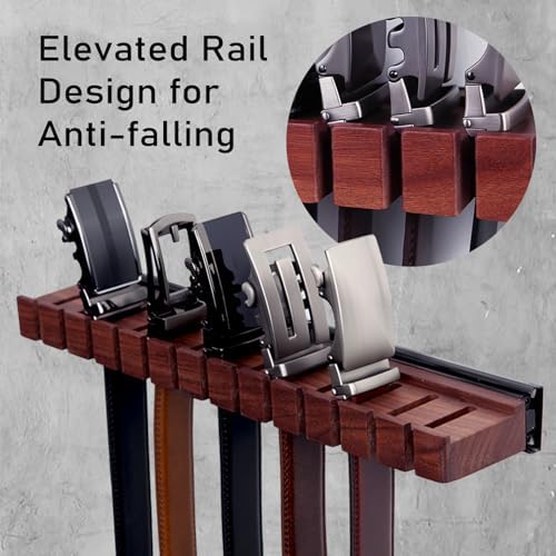 12 Belts Walnut Wood Belt Holder with Slide - Image 6