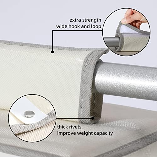 2 Packs Hanging Closet Organizer Storage, 3-Shelf Hanging Shelves for Closet, Closet Clothes Organizer and Storage with Side Pocket, Beige - Image 6
