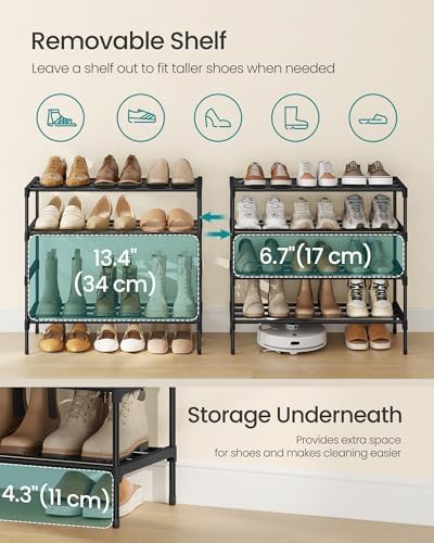 SONGMICS Shoe Rack, 4-Tier Stackable Metal Shoe Organizer, 24.5" Wide - Image 5