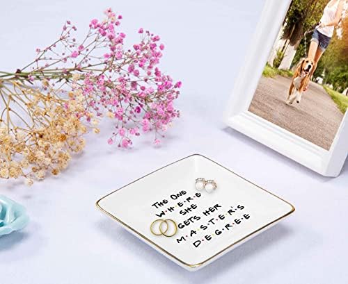 NZY Masters Degree Ring Dish Gifts for Students-Graduation Gifts for Best Friends Daughter Cousin Sister,MBA Present-The One Where She Gets Her Master's Degree-Jewelry Holder Trinket Tray - Image 4