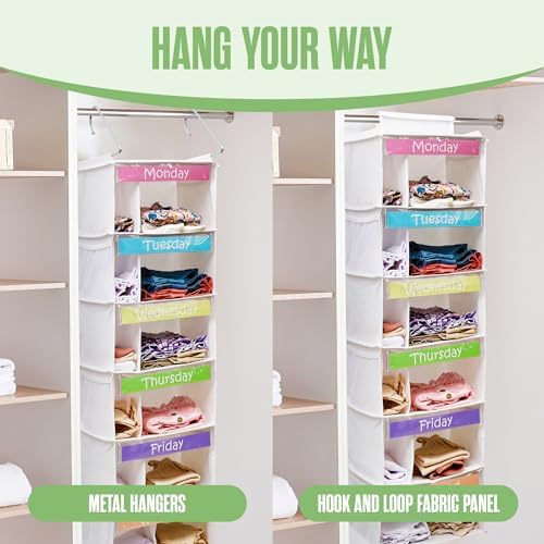 Kids Clothes Organizer, Weekly Clothes Organizer for Kids, Weekday, 6 Shelf - Image 5