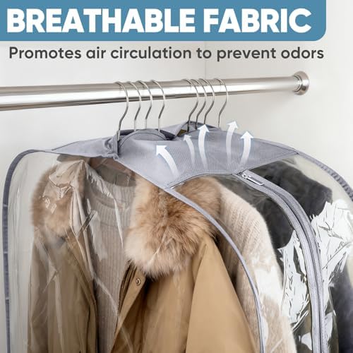 BALEINE 9PK Clear Garment Bags for Hanging Clothes, 48" Dress Suit Bag - Image 6