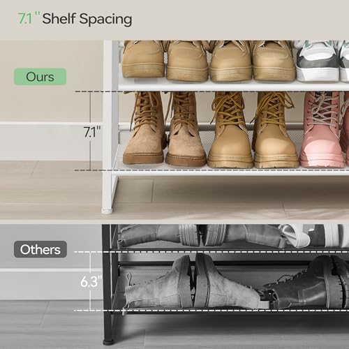 Nunsino Shoe Rack,8 Tier Metal Shoe Organizer,Max Holds 40 Pairs,Heavy Duty Shoes Shelf for Garage, Entryway, Closet,White - Image 5
