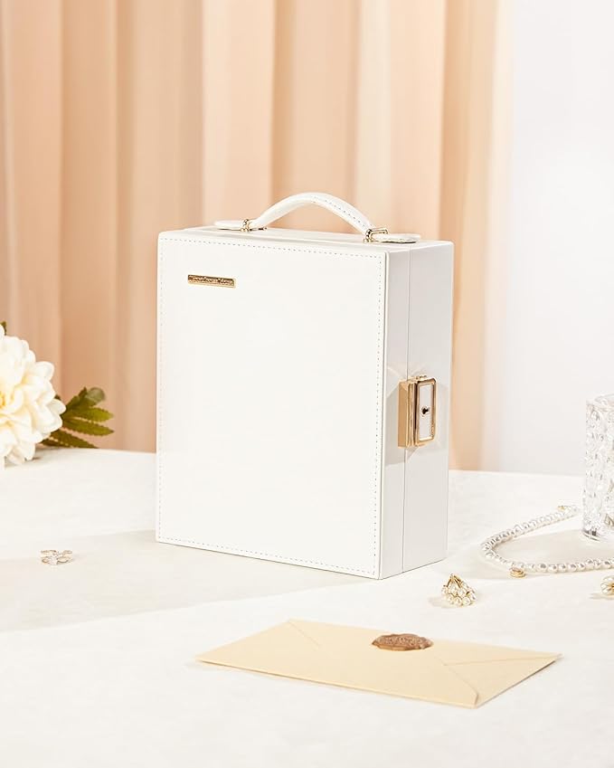 Enthralite Large Travel Jewelry Case: Portable Jewelry Box with Mirror - PU Leather Small Jewelry Organizer for Rings Earrings Necklaces Bracelets - Birthday Gift for Her