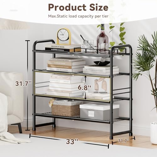 Heavy Duty Metal Shoe Rack Stainless Steel Shoe Organizer Shelf, Black - Image 2