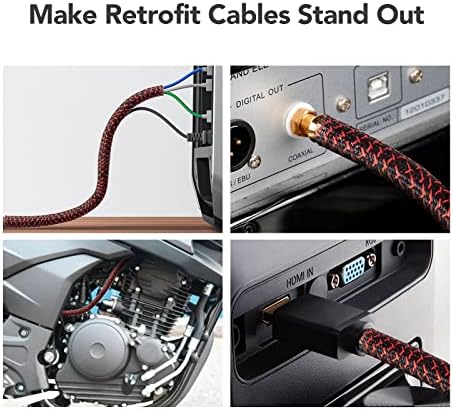 AGPTEK Cable Sleeve, 10ft - 1.2 inch Cable Management Cord Hider, BlackRed - Image 3
