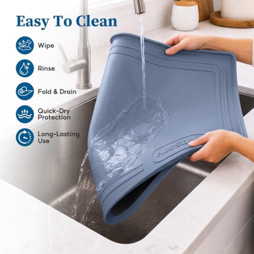 Waterproof Under Sink Mat 28"x19", Silicone Mat, Dark Blue - Image 6