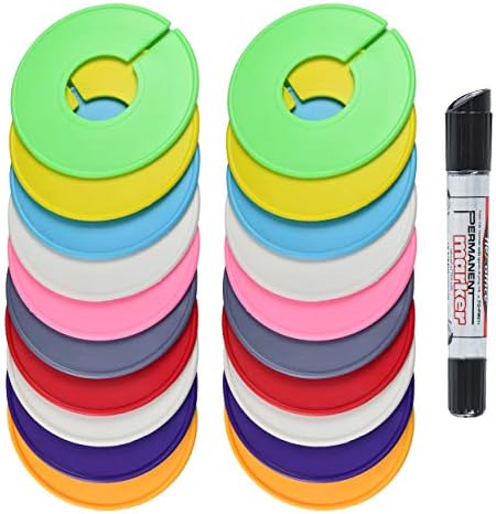 AMT 20 Pack Closet Dividers, Clothing Dividers, Round Clothes Size for Closets with Double Ended Marker Pen (Blank) (20 Pack - Color) - Image 2