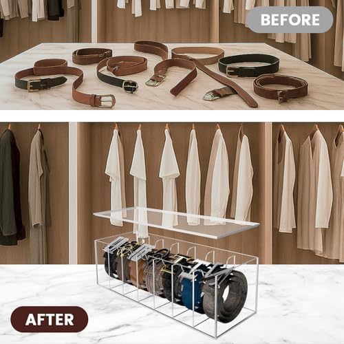 Acrylic Belt Organizer 7-Compartment Clear Case with Separated Cover - Image 2