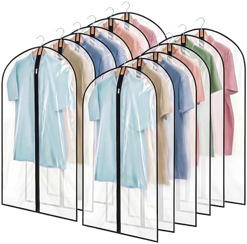 12 Pack Clear Garment Bags, 24 x 40 In Clothes Covers For Suits & Coats by Dntorx