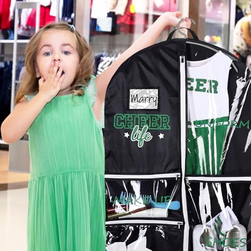 Blushtier 40" Cheer Uniform Garment Bag Cheerleading, Black,Green - Image 6