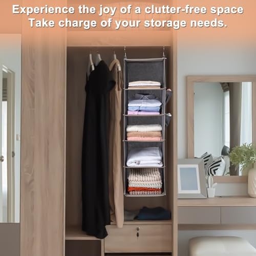BOOMIBOO Hanging Closet Organize and Shelves,5-Hanging Shelf （Beige） - Image 5