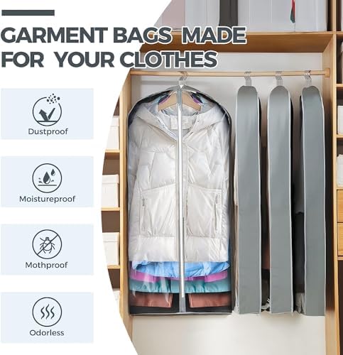 10 Pcs 40" Garment Bags for Hanging Clothes, Clear Suit Bags for Closet Storage Clothing Storage, Garment Bags Shoulder Covers with 4" Gussets for Coats, Jackets, Shirts and Sweater - Image 3