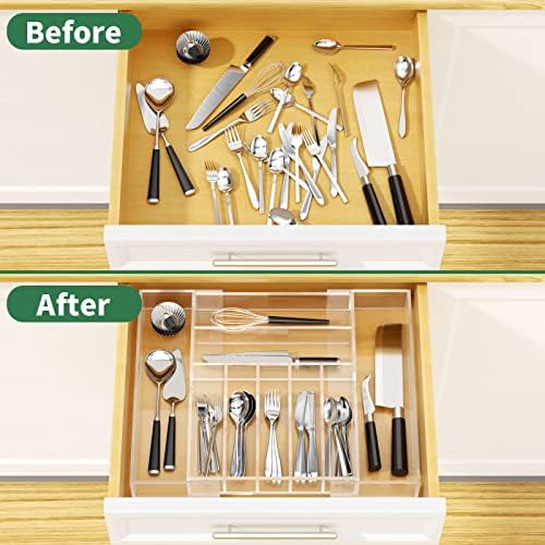 NIUBEE Acrylic Utensil Silverware Tray for Drawer, Clear Cutlery Organizer - Image 4