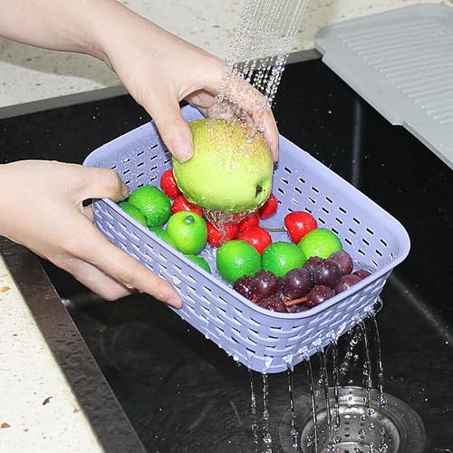 Soddeph Plastic Storage Baskets for Cabinets, Household Pantry Organization with Handle,Organizer Bins for Room,Bathrooms,Under-Sink,Kitchen (Purple, XS-3PACK) - Image 4