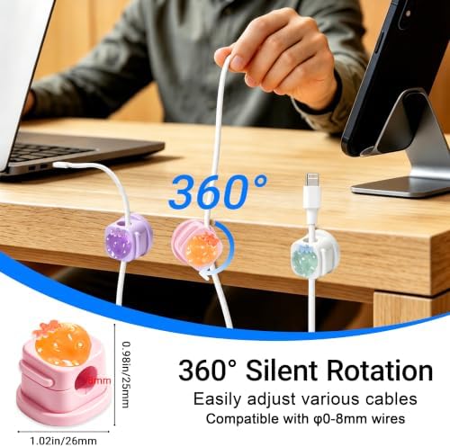 6Pack Magnetic Cable Clips,Night-Glowing Cord Holder,Strawberry - Image 2
