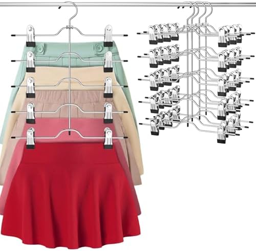 Pants Skirt Hangers with Clips 4 Pack 5 Tier by Besslly