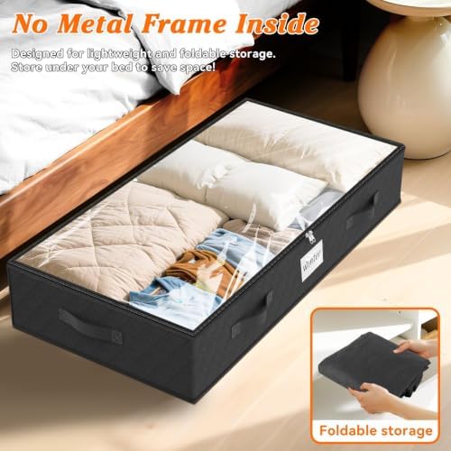 90L Under Bed Storage Containers, Storage Bags, Organizers, 2-Pack, Black - Image 5