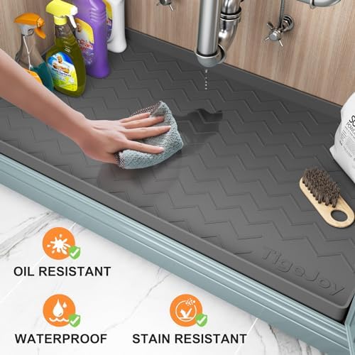 TigeJoy Under Sink Mats for Kitchen Waterproof 28" x 22", Cabinet Liner - Image 2