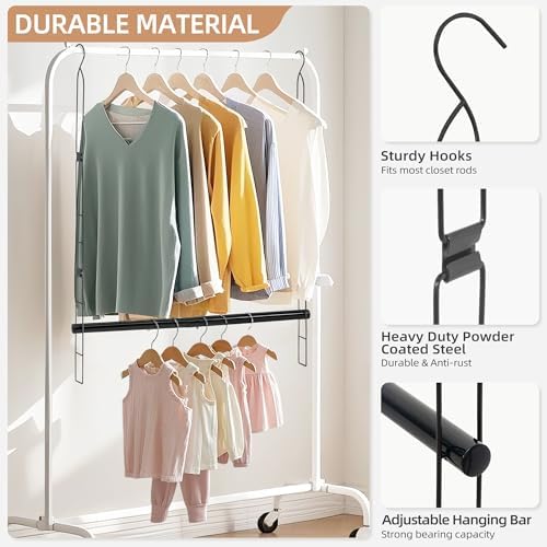 STORAGE MANIAC Hanging Closet Rod, Adjustable Width and Height Closet Hanging Organizer, Space-Saving Clothes Hanging Bar, Closet Extender Hanging Rod Double Closet Hanging Rod, 1 Pack Black - Image 3