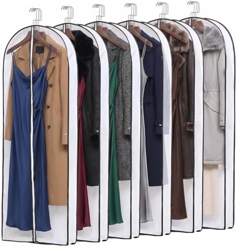 6 Pack 60" Clear Double-Sided Garment Bag with Zipper 24x60x4 Inch by FMLIUY