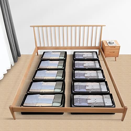 CYhom Under Bed Storage Bins Frame Storage Box Oxford Fabric Sturdy Underbed Container Foldable Stackable Large Capacity Clothes Organizer - Image 7