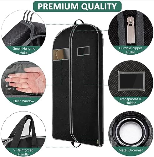 BALEINE 1PK Garment Bags for Hanging Clothes, 60" Suit Bag for Travel - Image 5
