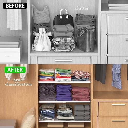 Adjustable Closet Shelves Divider, Expandable Metal Hanging Shelves Closet Separator for Closet Cabinet Wardrobe Cupboard Bedroom, 2 Pack - Image 5