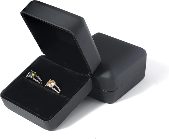 Velvet Ring Gift Box, Small Jewelry Earring Studs Holder Case for Wedding Day, Proposal, Engagement, Anniversary, Ring Display Storage Box for Women Girl (Black S)