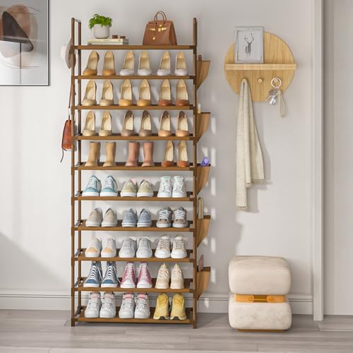 LUKYTOWER Tall Shoe Rack 10 Tier Organizer 30-35 Pairs with Hooks - Image 7