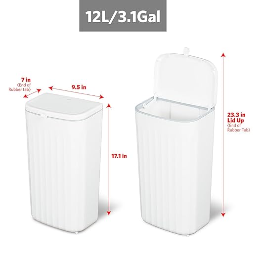 Glad Roomate Under Counter Waste Bin | Space Saving Small Trash Can for Kitchen Cabinet, Bathroom or Office | Dual Lid for Ease of Opening, 12 Liter, White