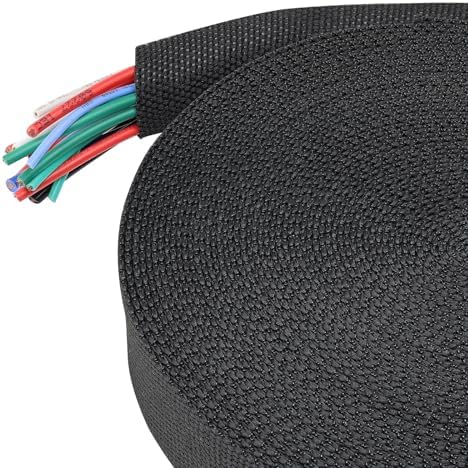 Heat Shrink Wire Loom 2:1 Shrinkable Braided Cable Sleeve 3/4 Inch ID-128ft Abrasion Protection Flexibility Fabric Wiring Harness Cover Sheath by BuyUneed