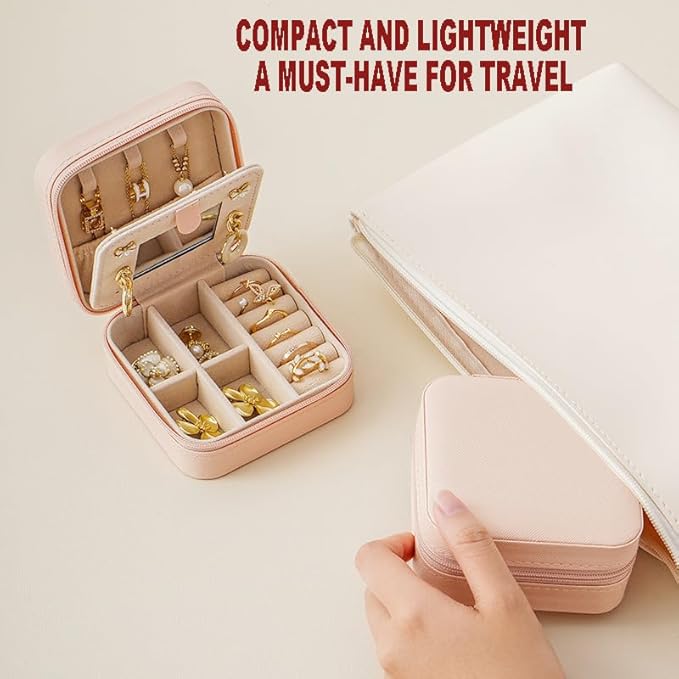 Compact and Secure Jewelry Box for Women Small Travel Portable Case with Lock Key Beautiful Jewelry Organizer and Storage Solution