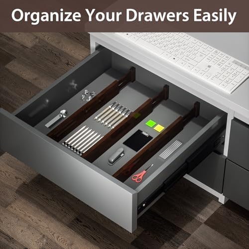 4 Pack Bamboo Drawer Dividers 17-22" Adjustable Kitchen Organizer, Mocha - Image 6