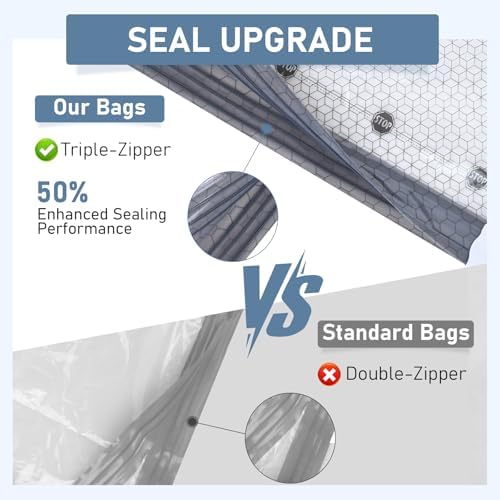 15 Pack Cordless Travel Vacuum Bags Set, Thickened, 3-Zipper Seal Upgrade - Image 3