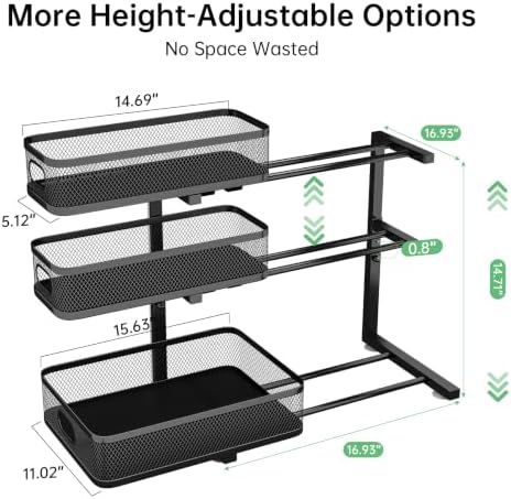 2-Pack 3-Tier Under Sink Organizer, Slide Out Cabinet Storage, Kitchen/Bath - Image 2