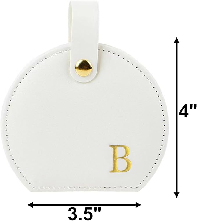 Travel Jewelry Case,Personalized Jewelry Box,Elegant Half-Moon Design with Personalized Golden Initial Case,Personalized Gifts for Women,Jewelry organizer;Personalized Gifts for Women or Friends(B)