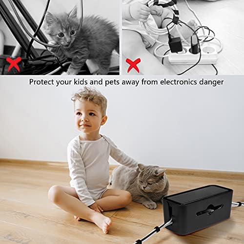 Cable Management Box,Cord Organizer for Home Office Cable Wire Hide,Black - Image 6