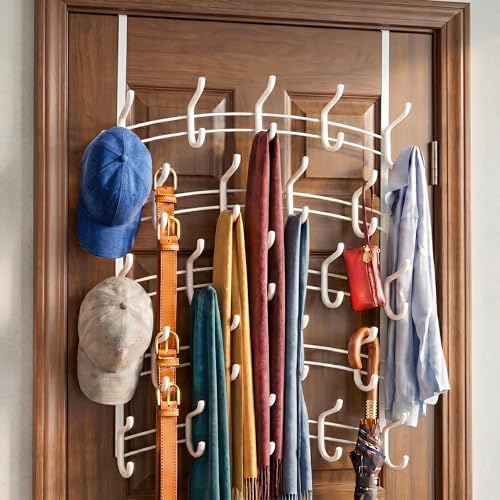 LYNK Professional® Home™ Over the Door Hooks - 46 Hook – Over the Door Coat Rack - Over the Door Hanger - Hanging Towels or Clothes - Bathroom, Bedroom, Laundry Room - Lifetime Ltd. Warranty, White by LynkInc