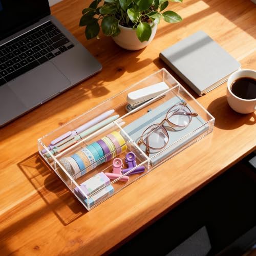 Briwooody Clear Acrylic Drawer Organizer,4 Compartments,Small - Image 5