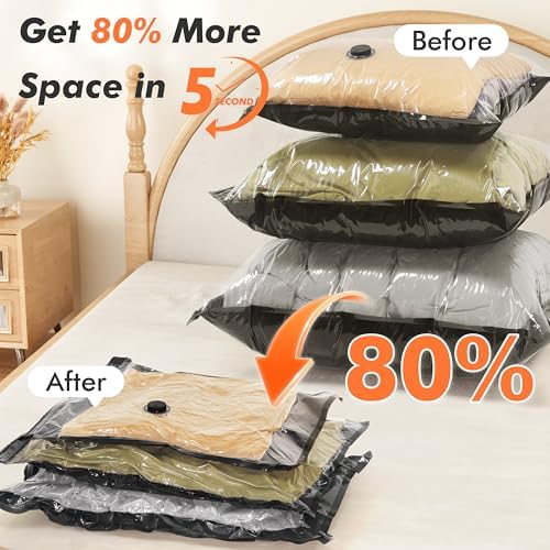 GONGSHI Vacuum Seal Bags for Clothing Travel & Home Storage, Travel Vacuum Bags with Pump,Space Saver for Blankets, Comforters, Pillows, Clothes,18 Combo - Image 3