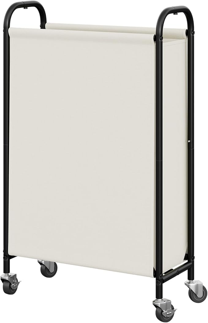 GRANNY SAYS 80L Slim Laundry Hamper with Silent Brake Wheels, Sturdy Metal Frame & Handle, Rolling Laundry Basket for Laundry Room, Bedroom, Bathroom, or RV – Great for Singles or Couples, Beige