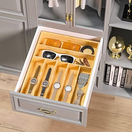 Flatware Organizer Silverware Drawer Organizer - 7 Slots Bamboo Cutlery Tray Multipurpose kitchen Drawer Organizer for Silverware, Utensils, Cutlery, Flatware, Knives W13”x L17” (Yellow) - Image 6