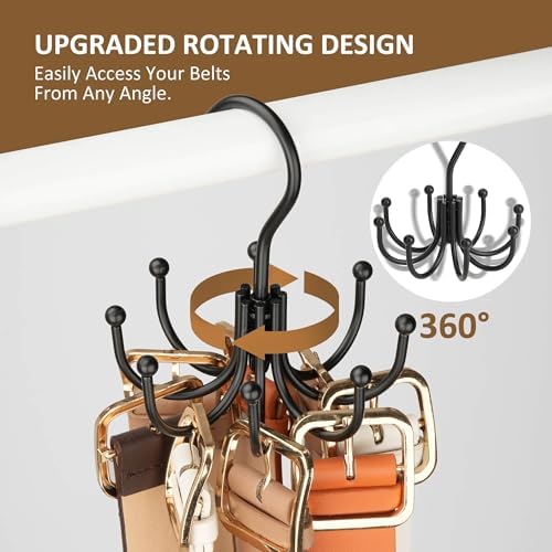 ZEDODIER 2 Pack Belt Hanger, Belt Organizer for Closet 360° Rotatable - Image 2