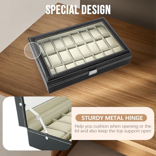 24 Slots Watch Box, Watch Display Organizer for Men Women - Image 5