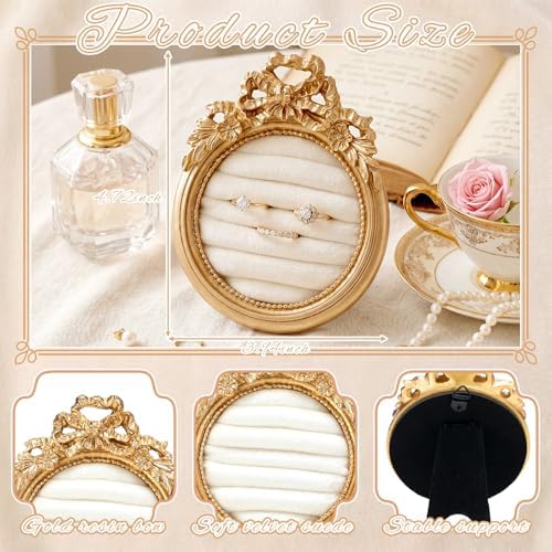 Liliaafar Vintage Ring Holder Mini Bow Gold Ring Wedding Display - Image 2